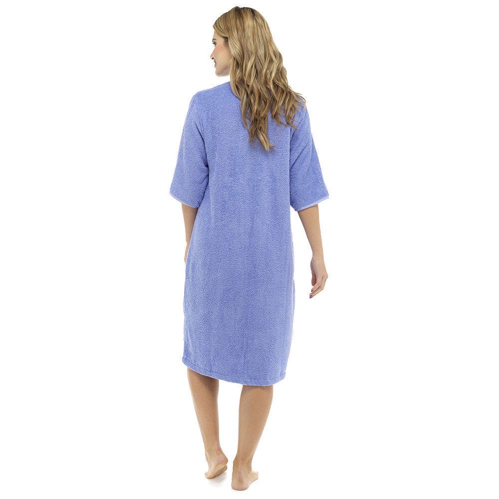 Tom Franks Womens Zip Through Towelling Robe - Lilac Tom Franks