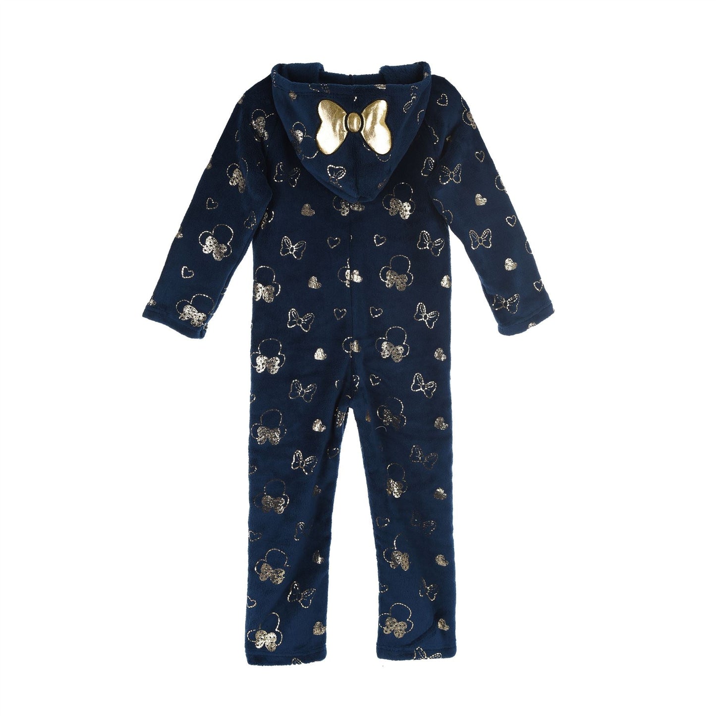Girls Minnie Mouse Fleece Foil Print Onesie - Navy Minnie Mouse