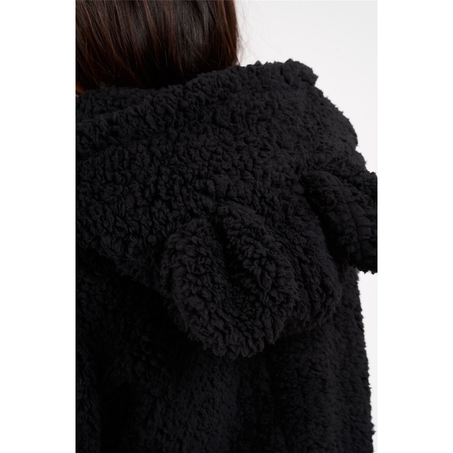 Loungeable Womens Teddy Sherpa Fleece Romper Onesie - Black