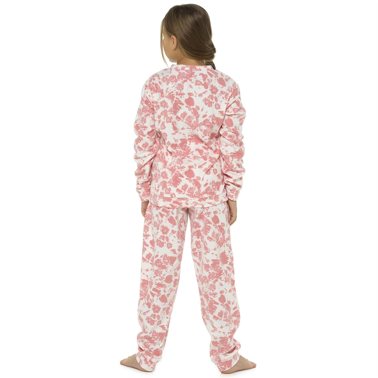 Foxbury Girls Tie Dye Fleece Pyjamas - Pink Foxbury