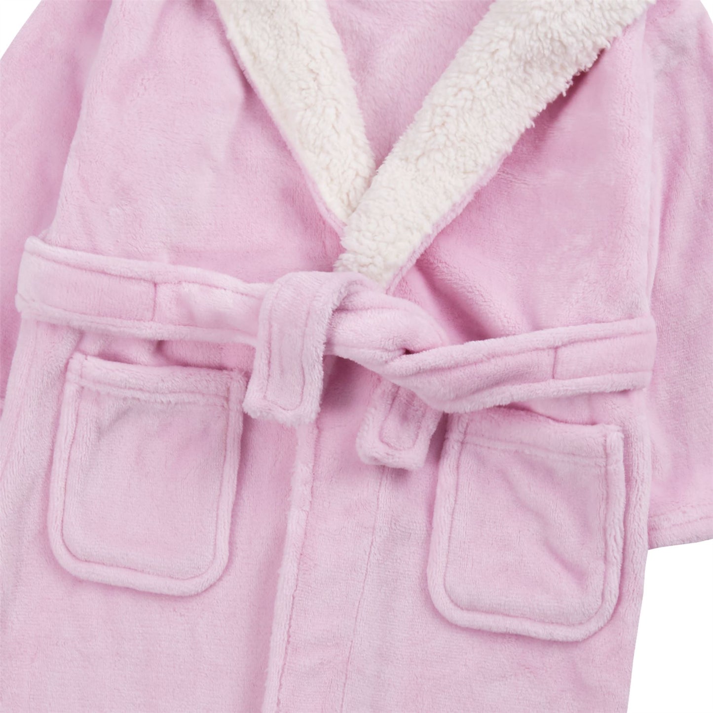 Minikidz Kids Sherpa Hooded Plush Fleece Robe - Pink