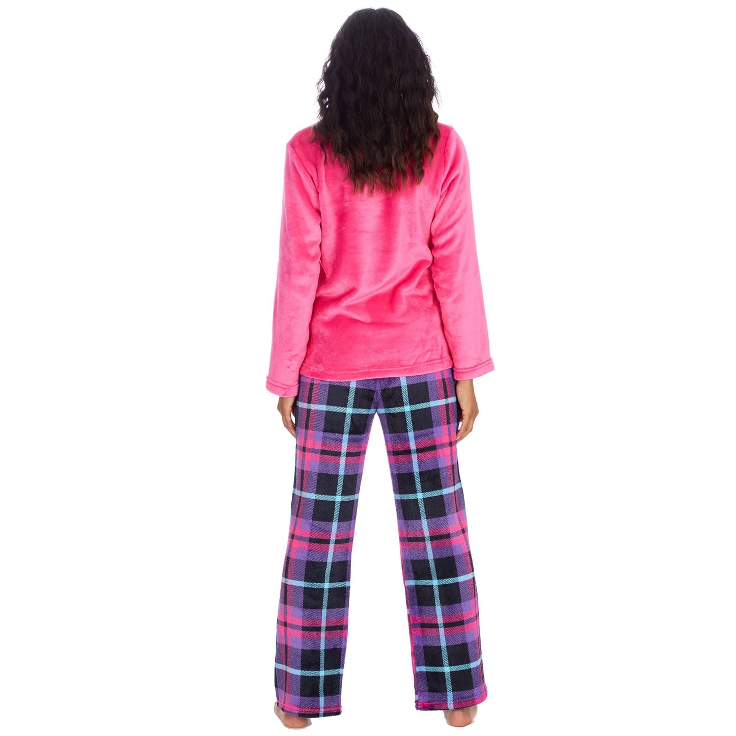 Forever Dreaming Womens Fleece Pyjamas - Purple Check Forever Dreaming