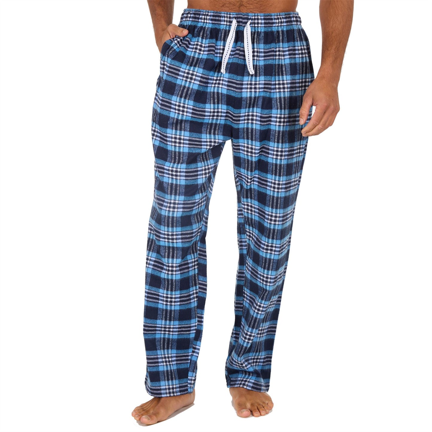 Cargo Bay Mens Check Flannel Lounge Pants - Blue Cargo Bay