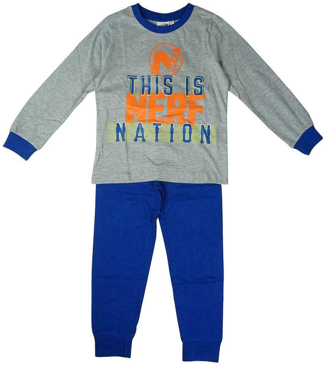Boys 'This Is Nerf Nation' Football Pyjamas - Grey/Blue Nerf
