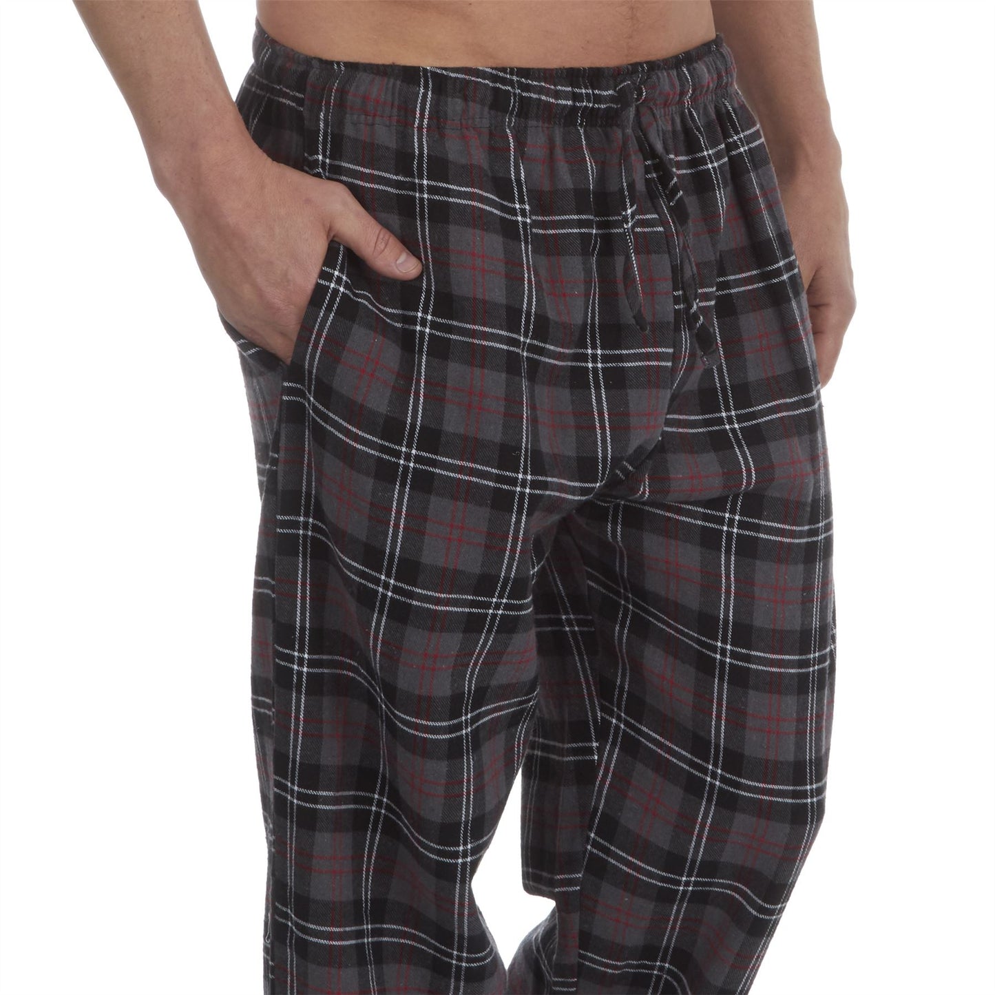 Embargo Mens Check Flannel Lounge Pants - Grey Check