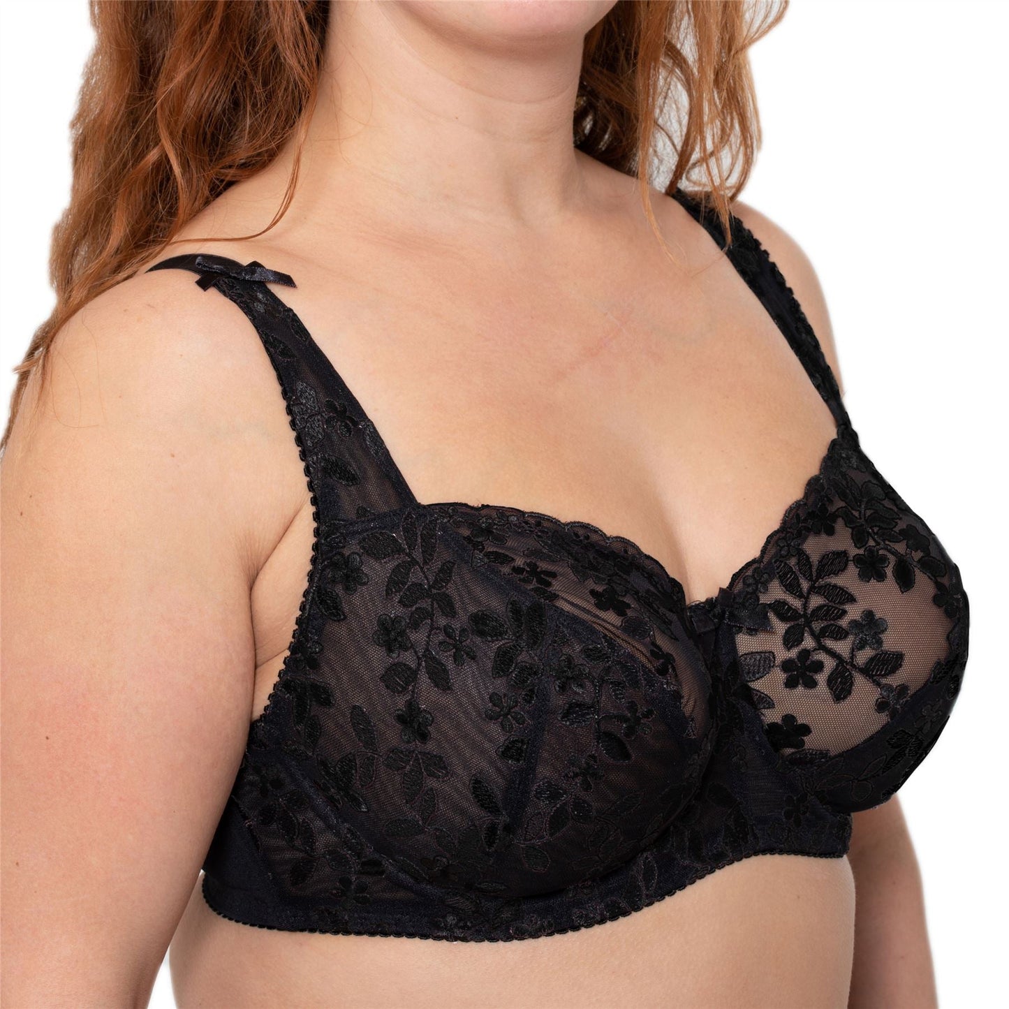 Gemm Full Cup Embroidered Bra - Black Gemm