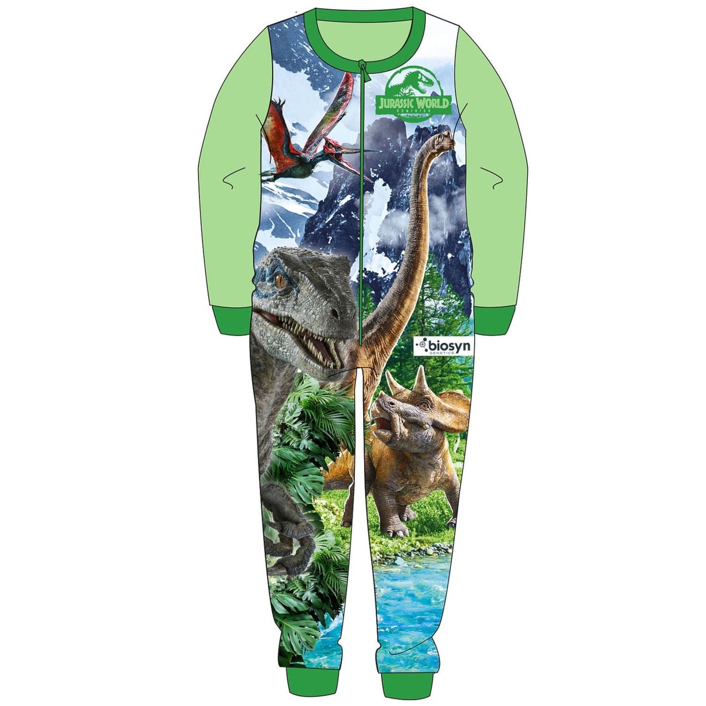 Kids Jurassic World Fleece Onesie - Green Jurassic World