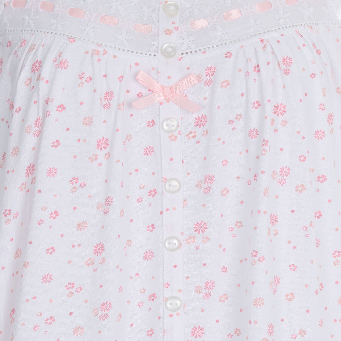 Cottonique Sleeveless Floral Nightdress - White/Pink Cottonique