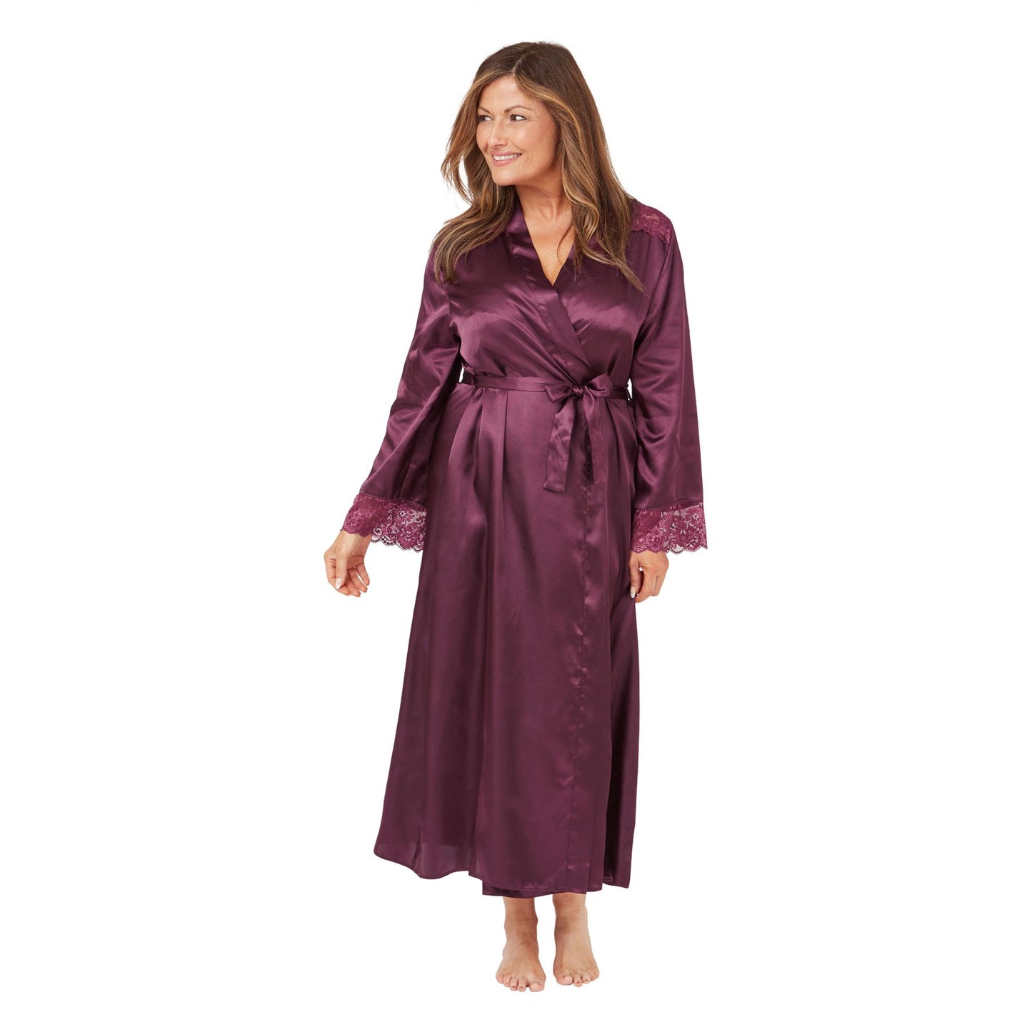 Marlon Satin Lace Wrap - Deep Mulberry