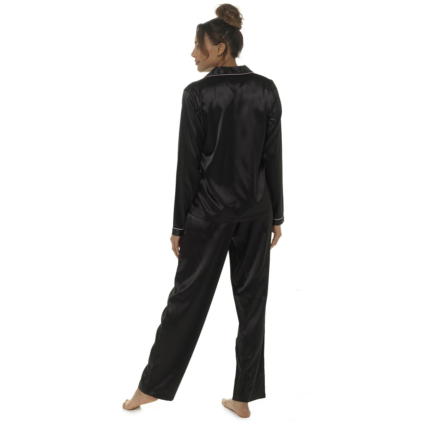 Wolf and Harte Womens Satin Pyjamas - Black Wolf and Harte