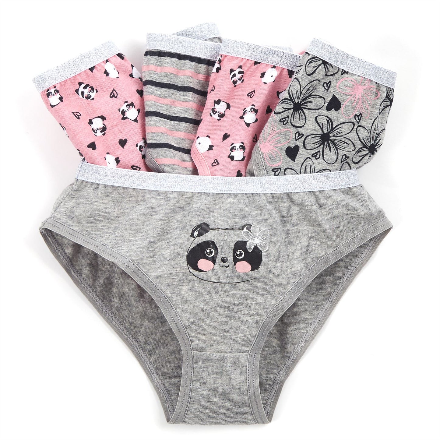 4Kidz Girls Briefs 5 Pack - Pandas (7-13 Years)