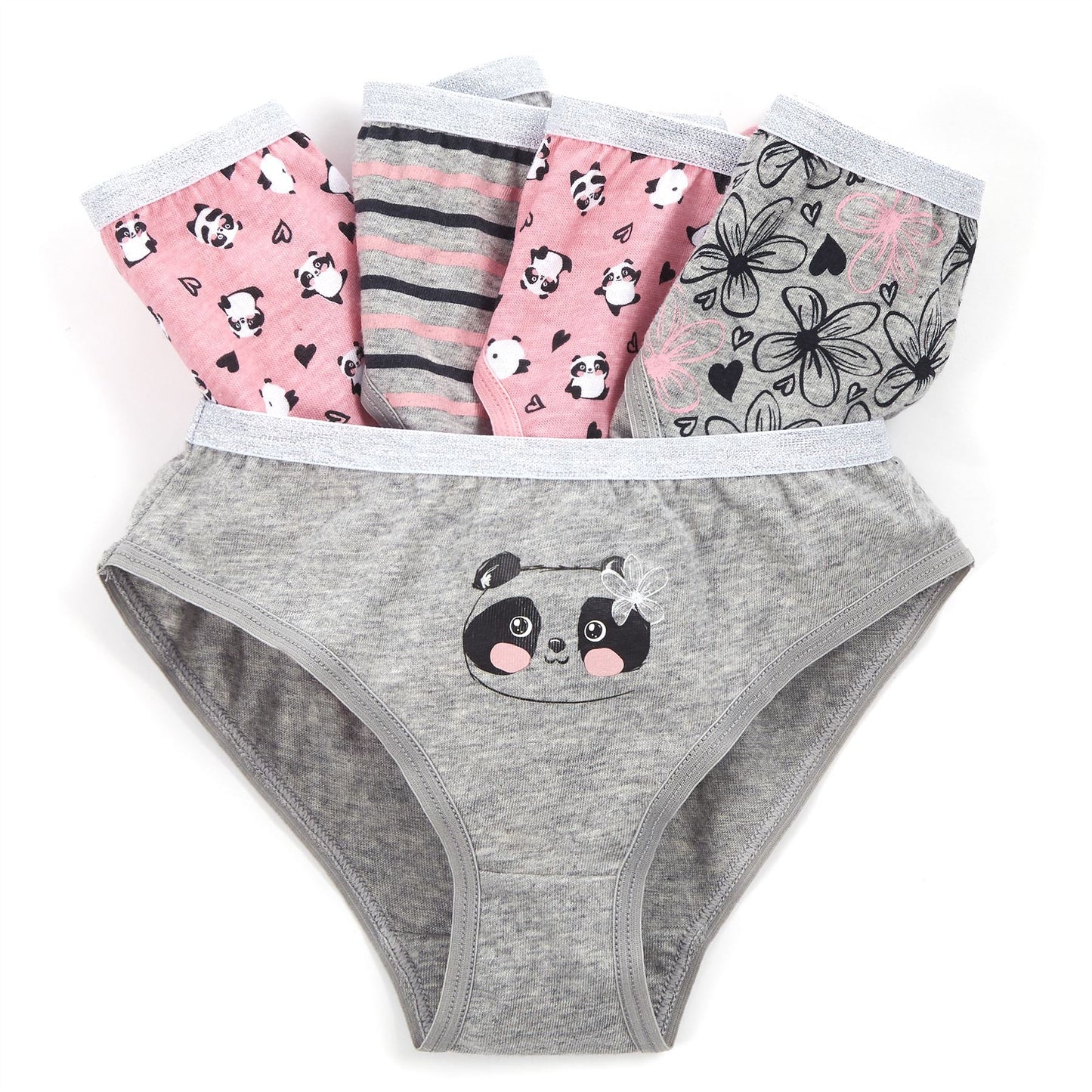 4Kidz Girls Briefs 5 Pack - Pandas (7-13 Years) 4Kidz
