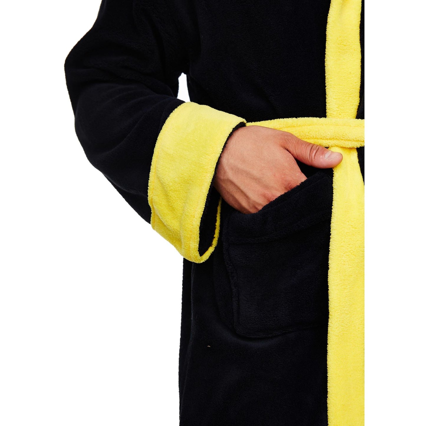 Rocky Mens Fleece Robe - Black/Yellow Rocky