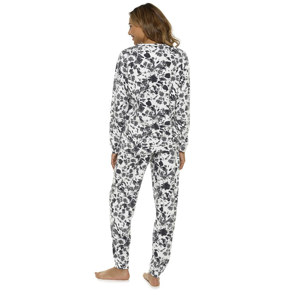 Foxbury Womens Tie Dye Fleece Pyjamas - Grey Foxbury