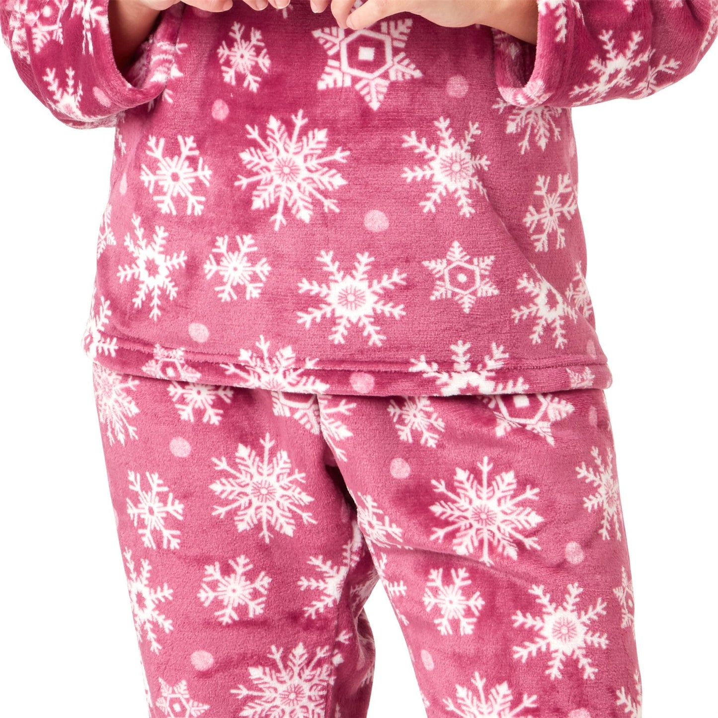 Indigo Sky Womens Flannel Fleece Snowflake Pyjamas - Rose Wine