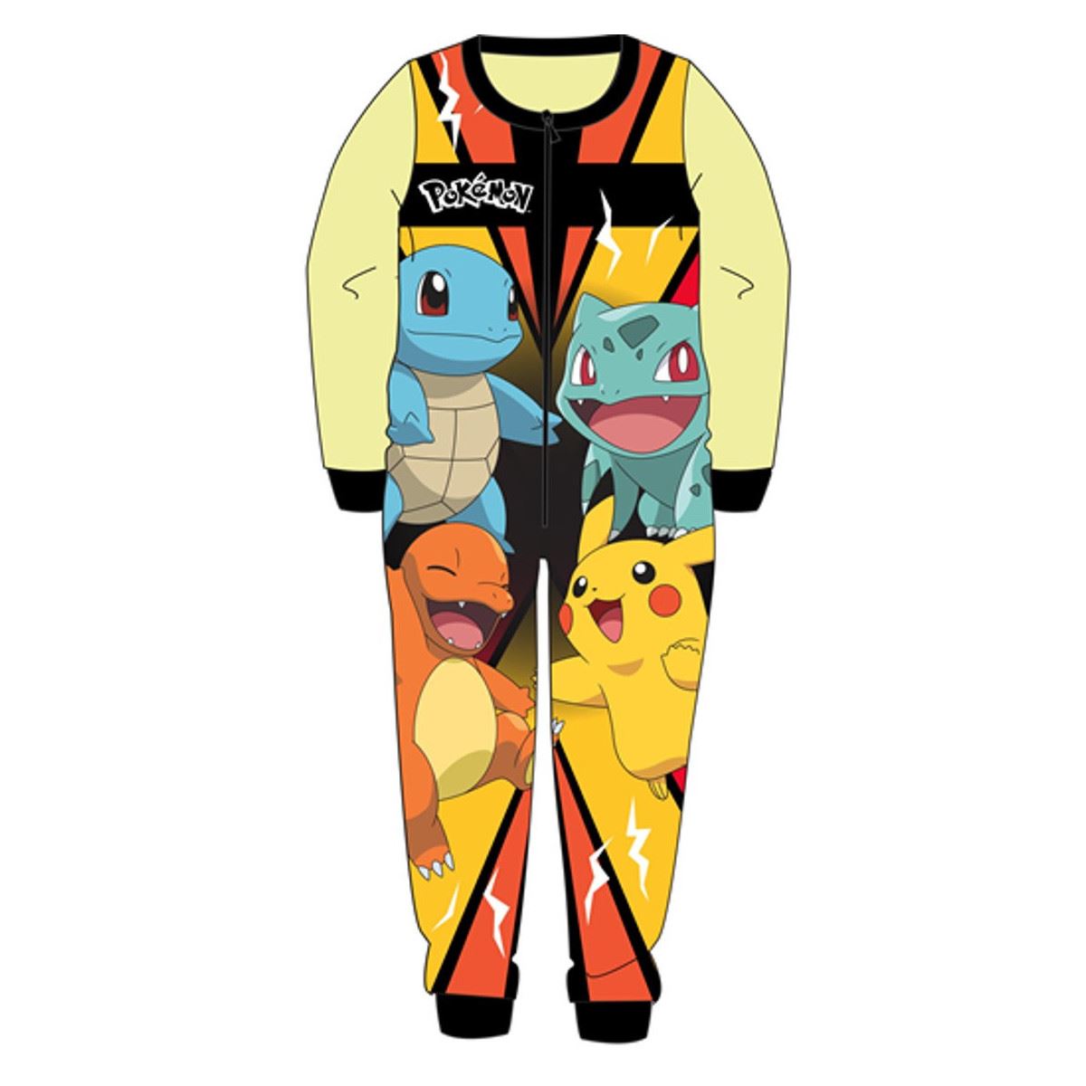 Kids Pokemon Fleece Onesie - Yellow/Black Pokemon