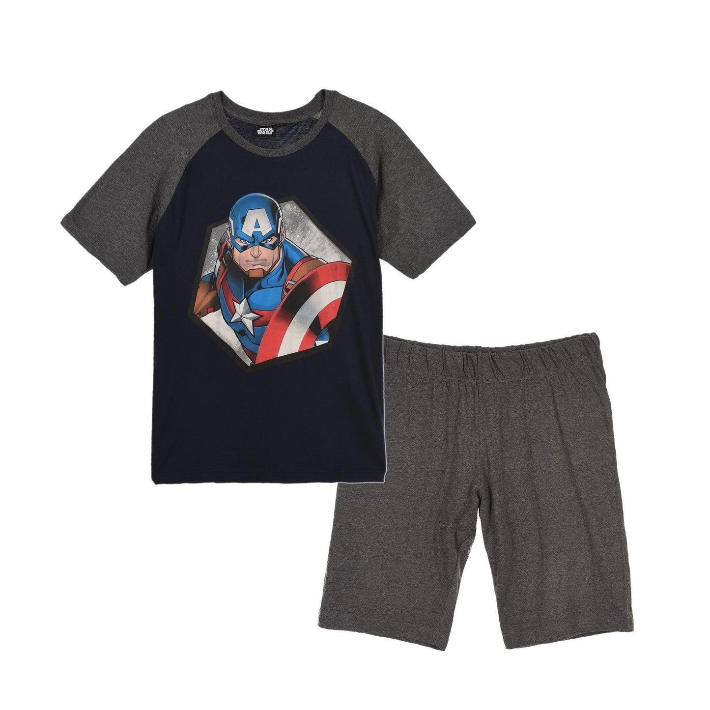 Mens Captain America Pyjama Set - Navy Marvel