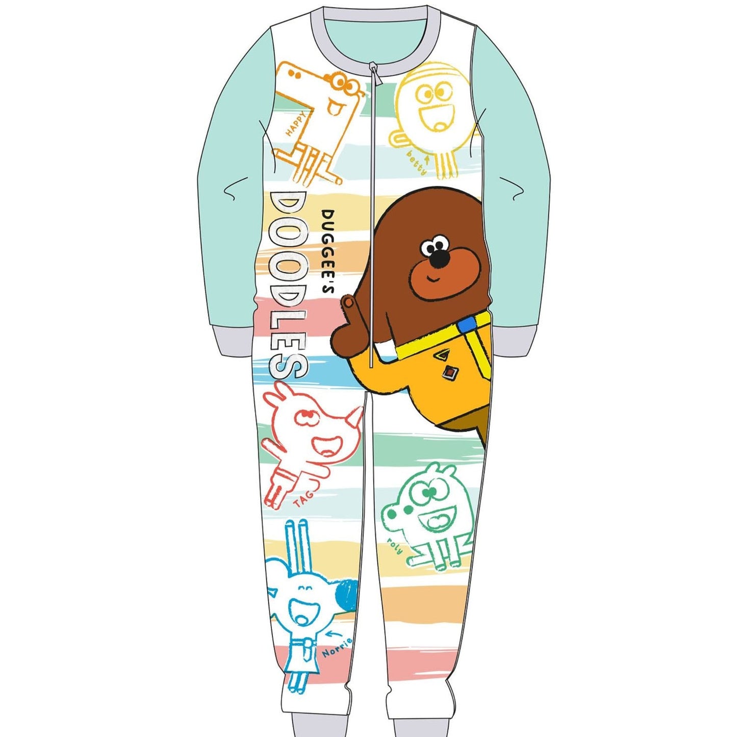 Kids Hey Duggee Fleece Onesie - Mint Hey Duggee