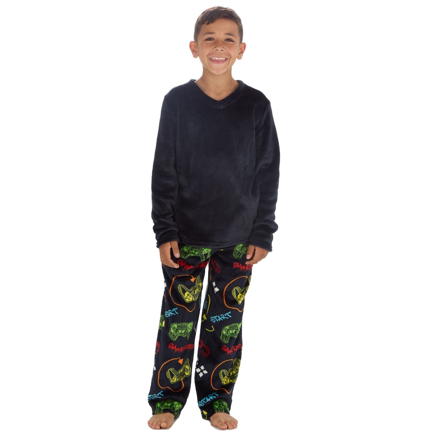 Cargo Bay Kids Fleece Gaming Pyjamas - Navy/Multi Cargo Bay
