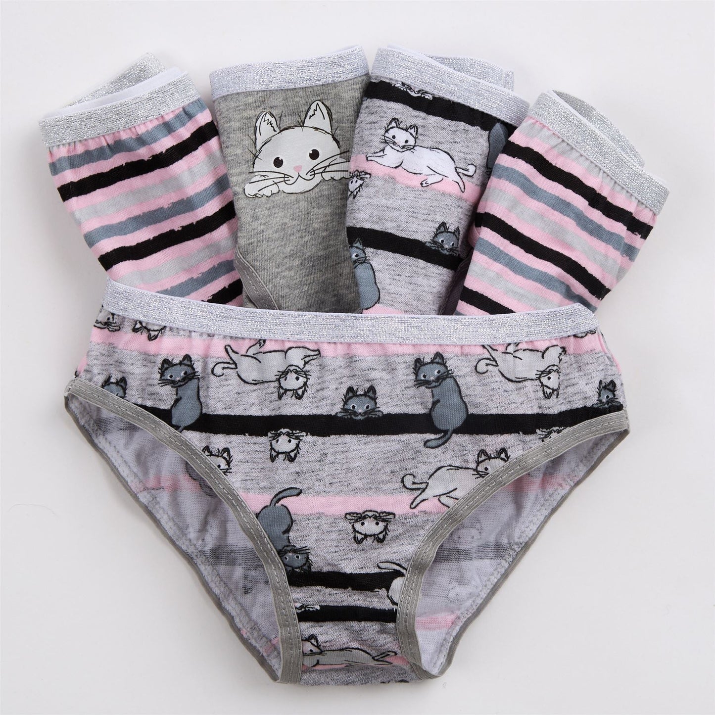 4Kidz Girls Briefs 5 Pack - Kittens (7-13 Years) 4Kidz