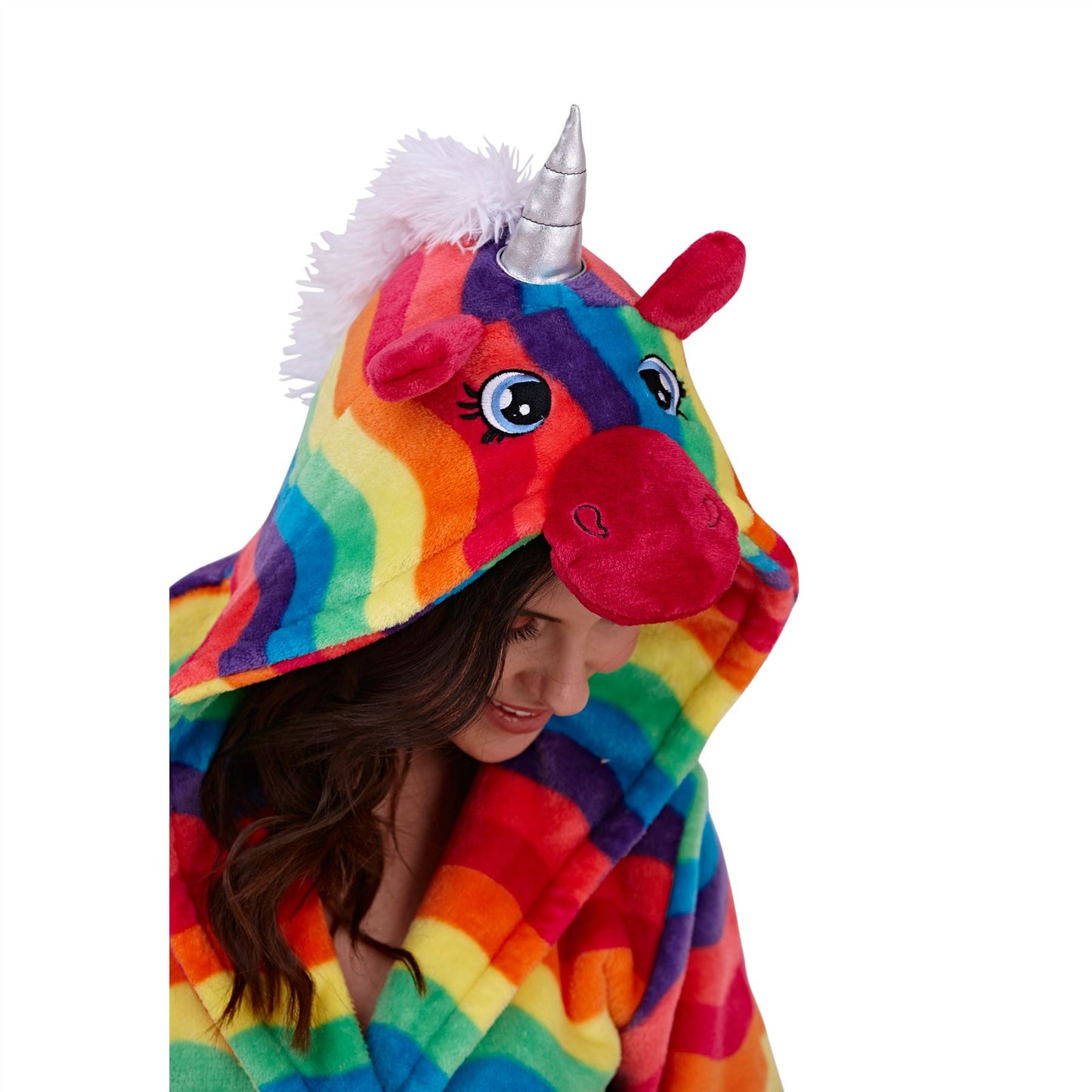 Loungeable Womens Bright Rainbow Unicorn Hooded Robe