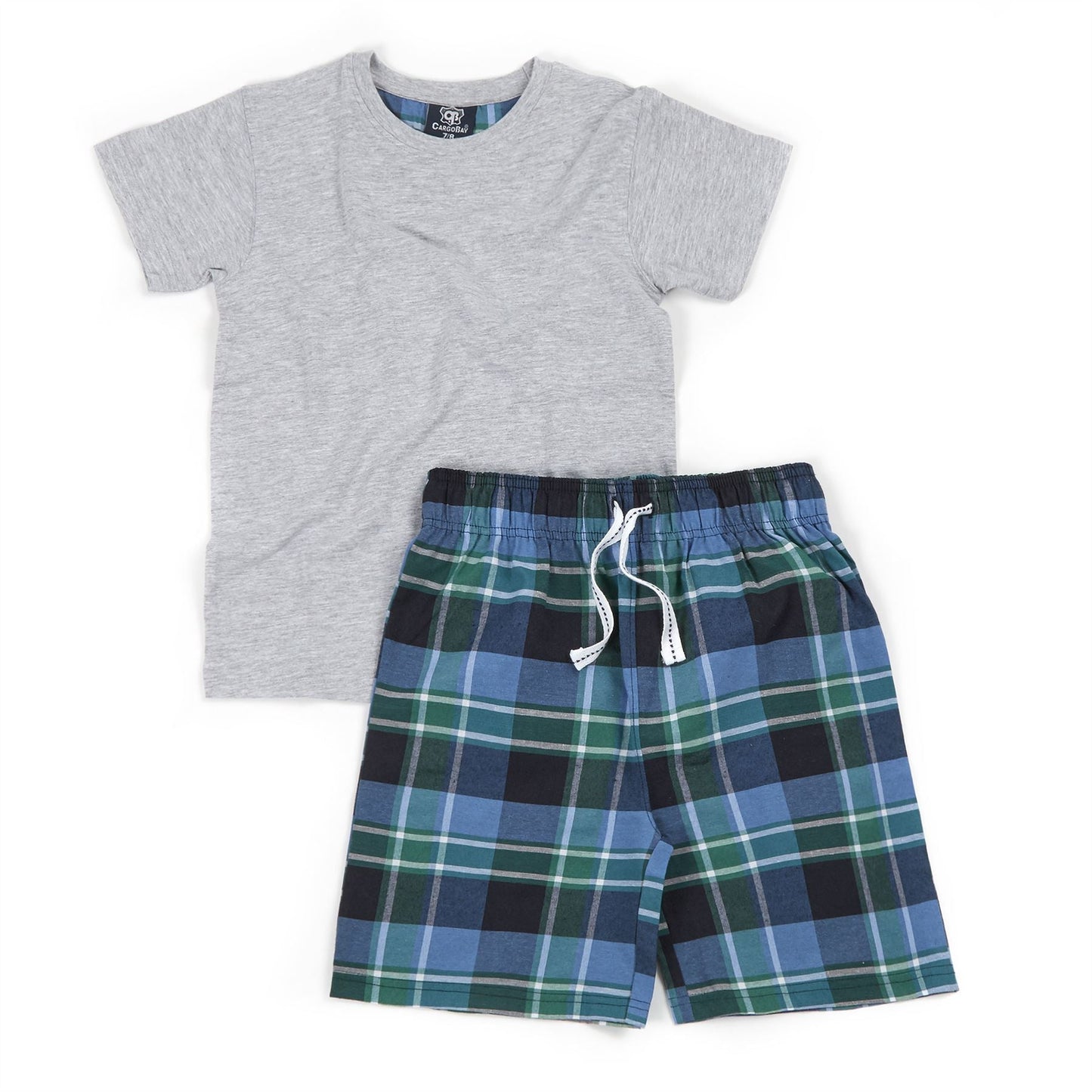 Cargo Bay Kids Top and Woven Shorts - Grey/Blue Cargo Bay