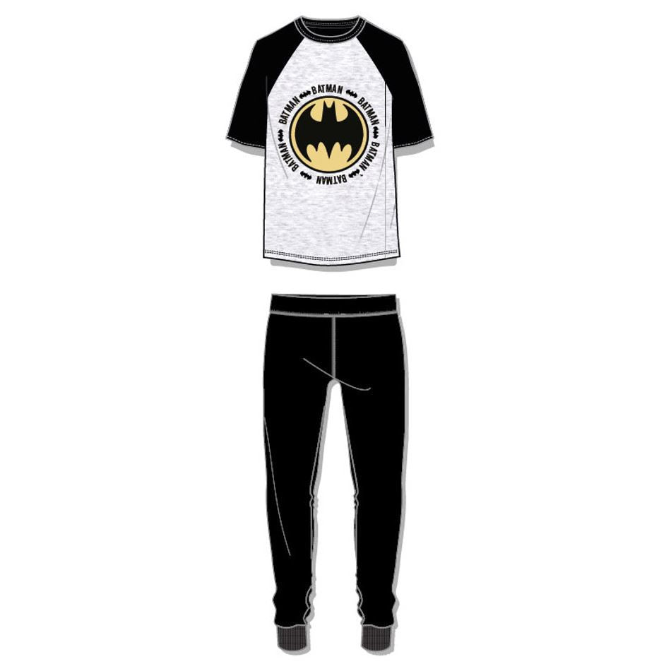Mens Batman Logo Pyjamas - Grey/Black Batman