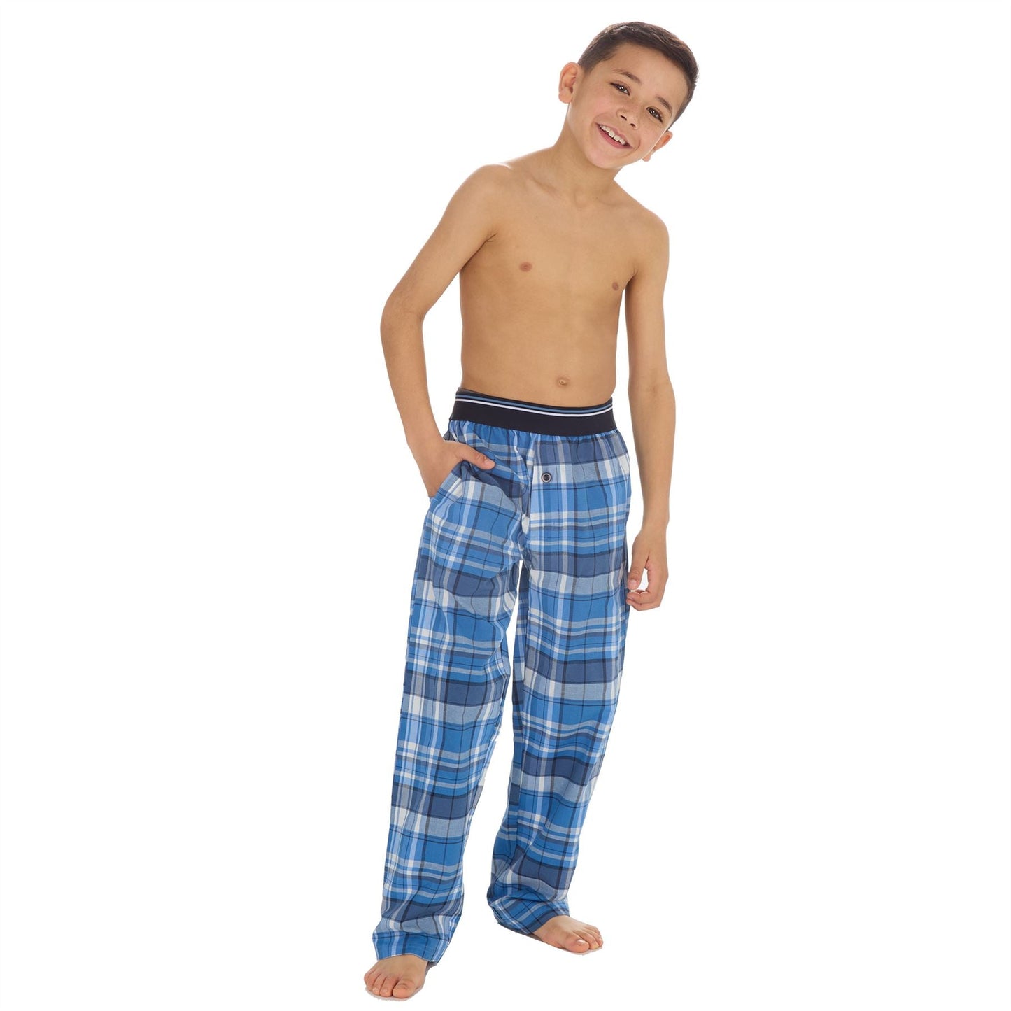 Cargo Bay Boys Woven Check Lounge Pants - Denim Cargo Bay