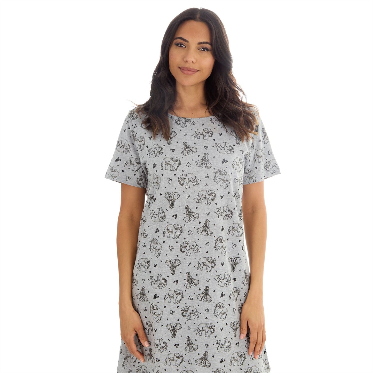 Forever Dreaming Elephants Womens Nightdress - Grey Forever Dreaming