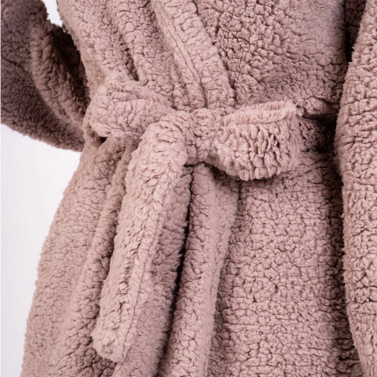 Loungeable Womens Sherpa Fleece Hooded Robe - Taupe Loungeable
