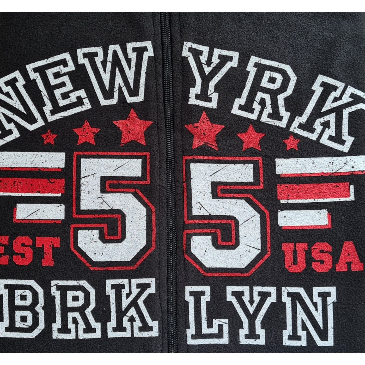 Onezee Mens Distressed Logo Print Microfleece Onesie - Black