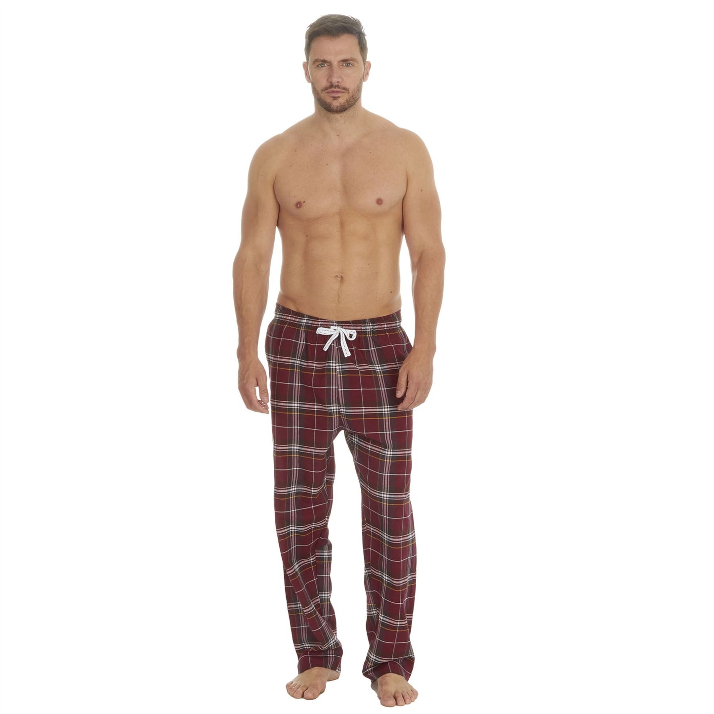 Cargo Bay Mens Yarn Dyed Woven Check Lounge Pants - Burgundy