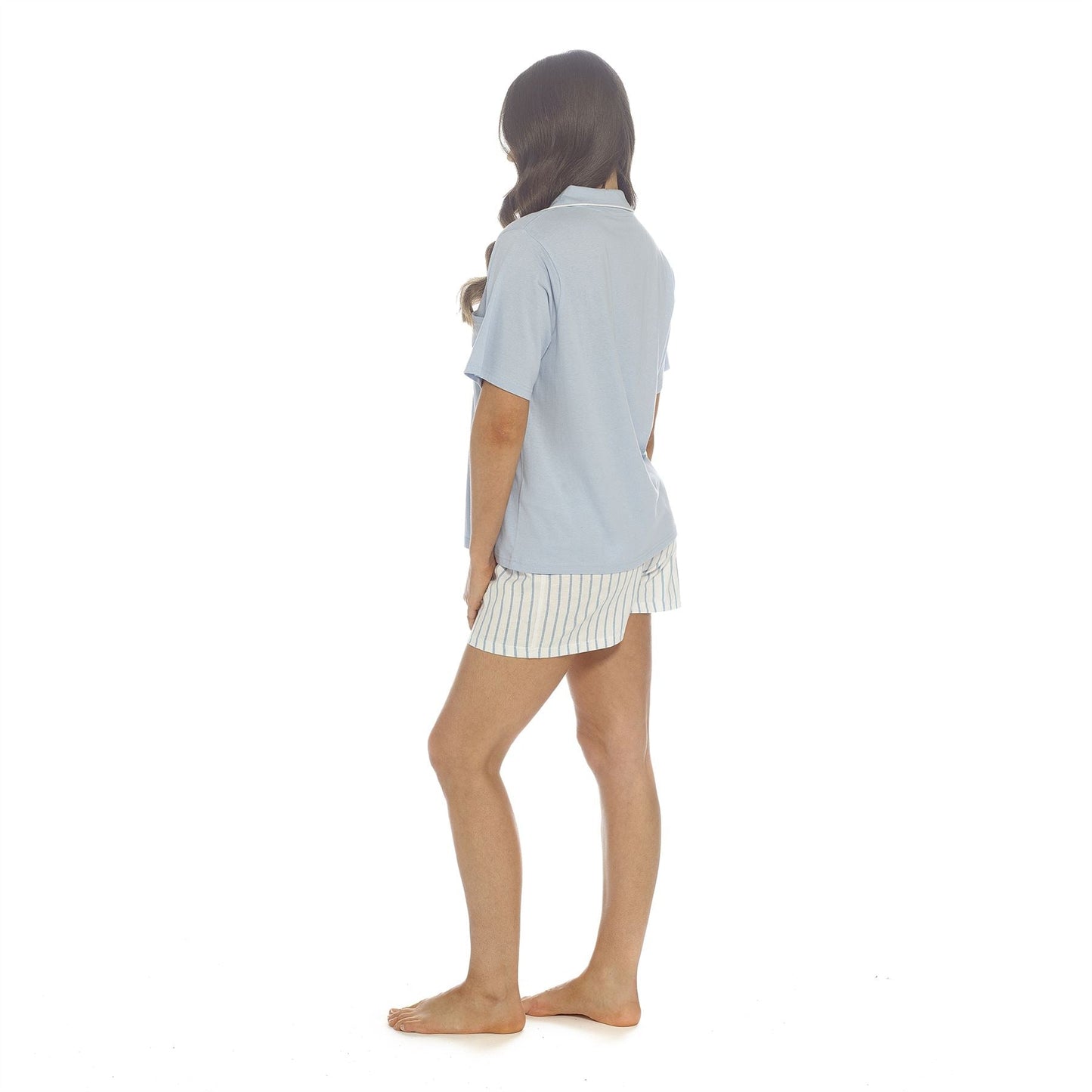 Follow That Dream Womens Jersey Pyjamas With Stripe Shorts - Blue Follow That Dream