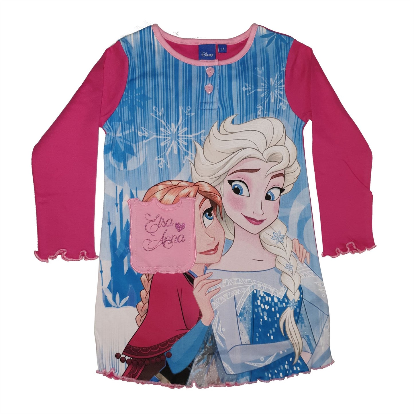 Girls Disney Frozen Longer Sleeve Nightdress - Fushia
