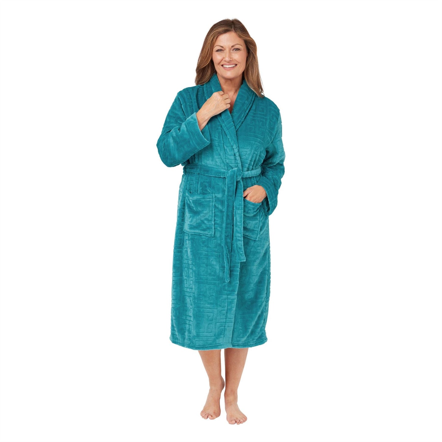 Marlon Womens Geometric Embossed Robe - Teal Marlon
