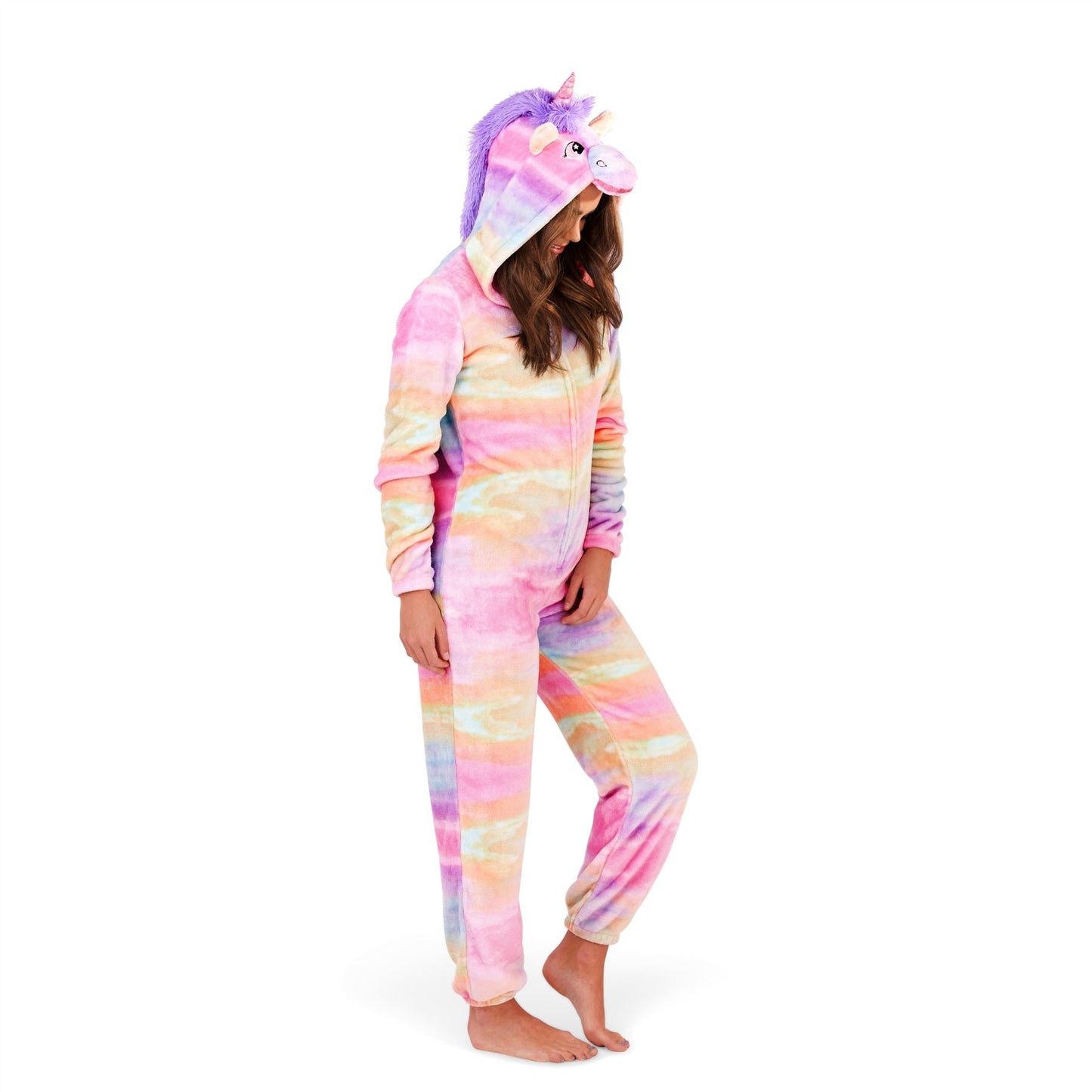 Loungeable Womens Rainbow Unicorn Fleece Onesie Loungeable