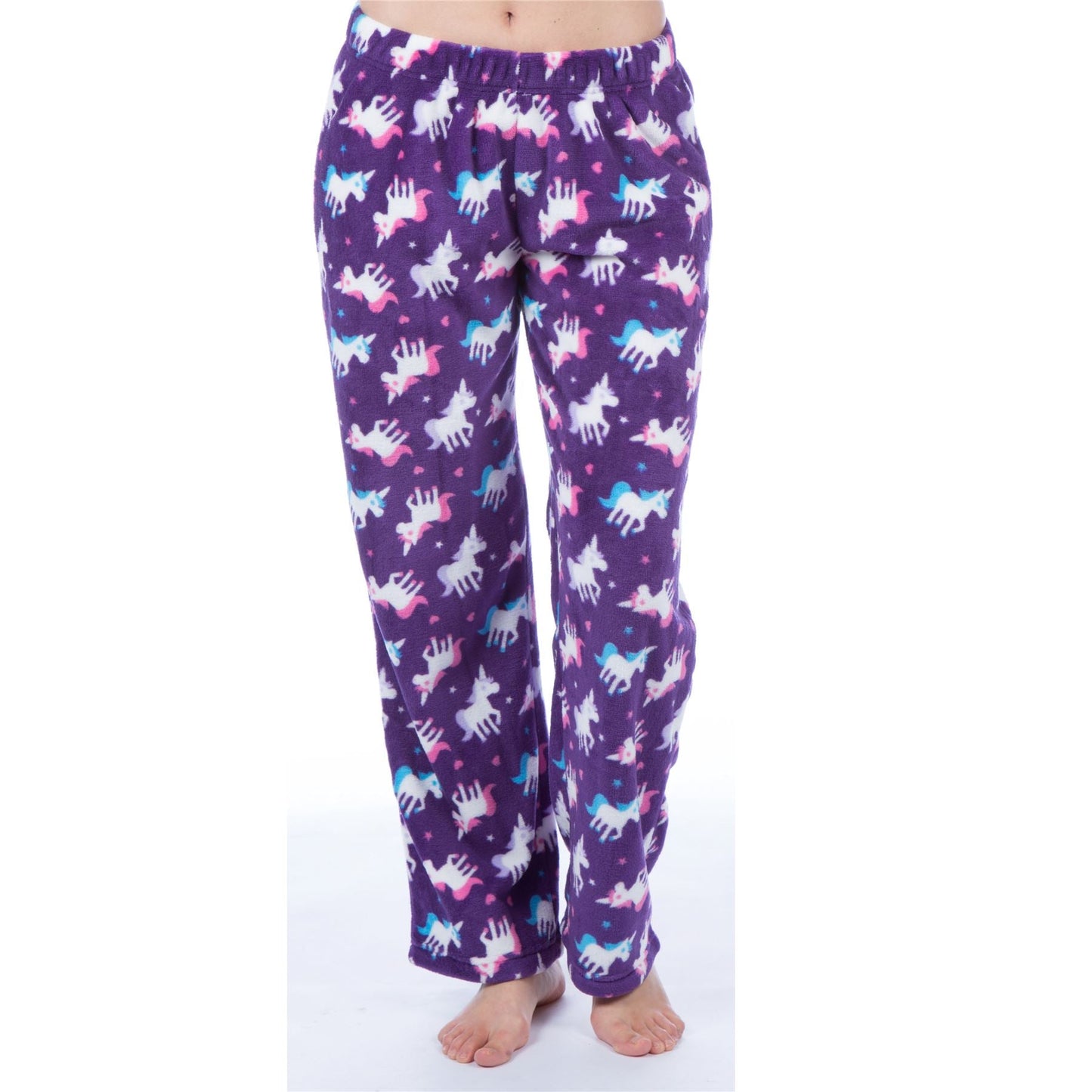 Selena Girl Unicorn Print Fleece Lounge Pants - Purple Selena Girl