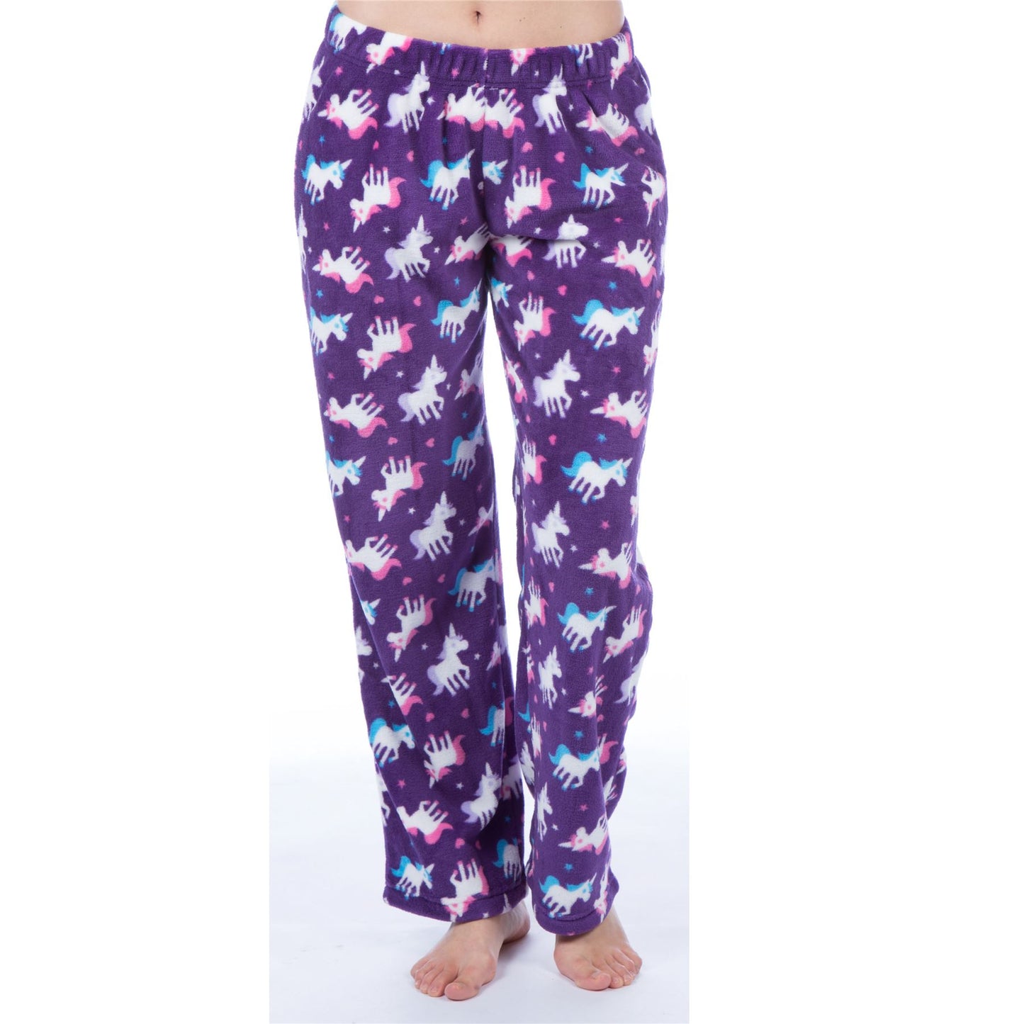Selena Girl Unicorn Print Fleece Lounge Pants - Purple