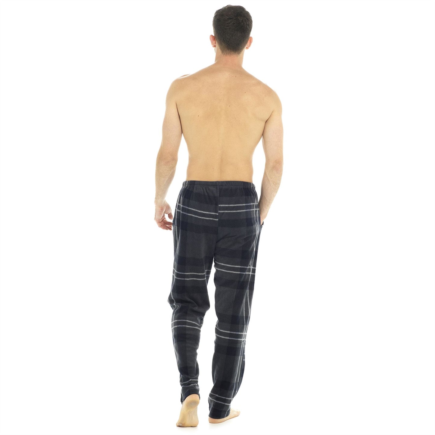 Foxbury Mens Check Fleece Lounge Pants - Charcoal