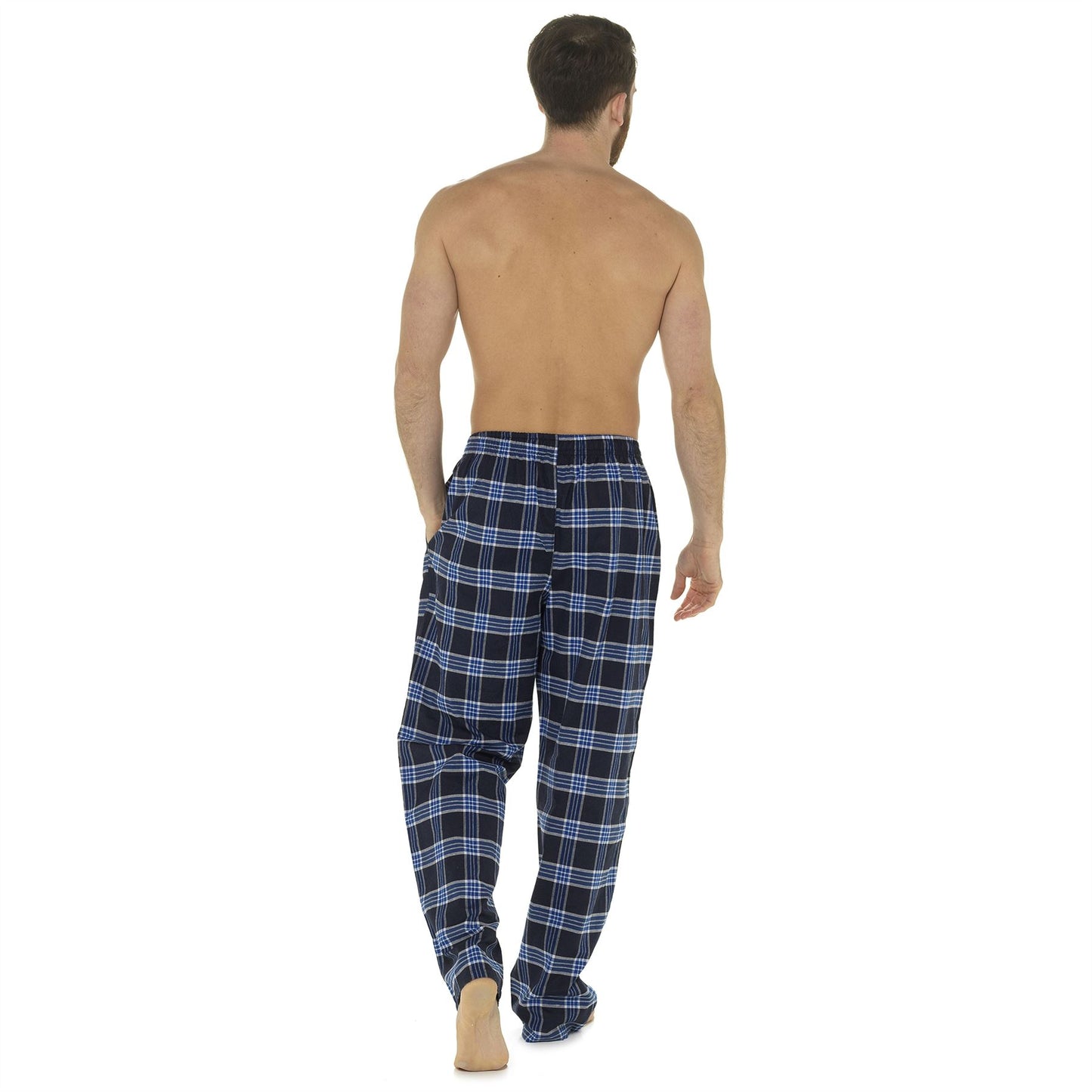 Foxbury Mens Woven Check Polycotton Lounge Pants - Grey