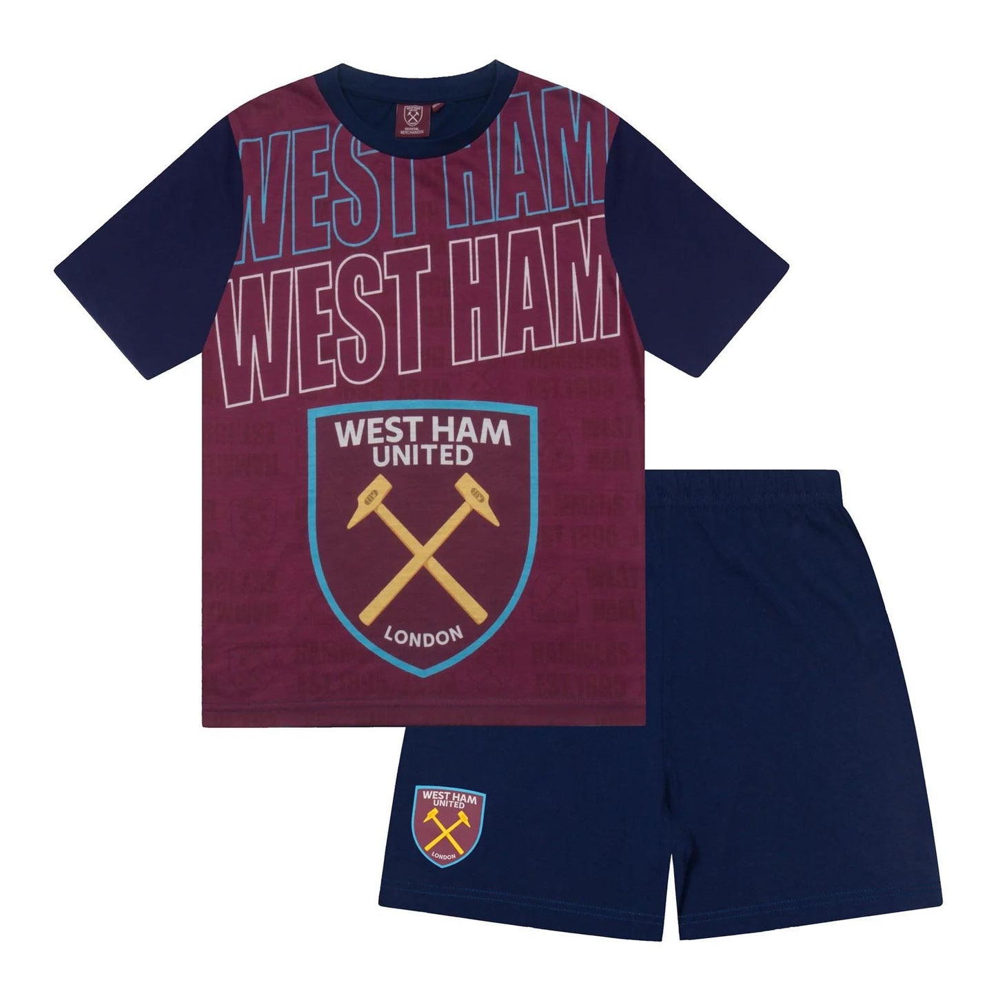 Kids West Ham United Short Pyjamas - Burgundy West Ham United