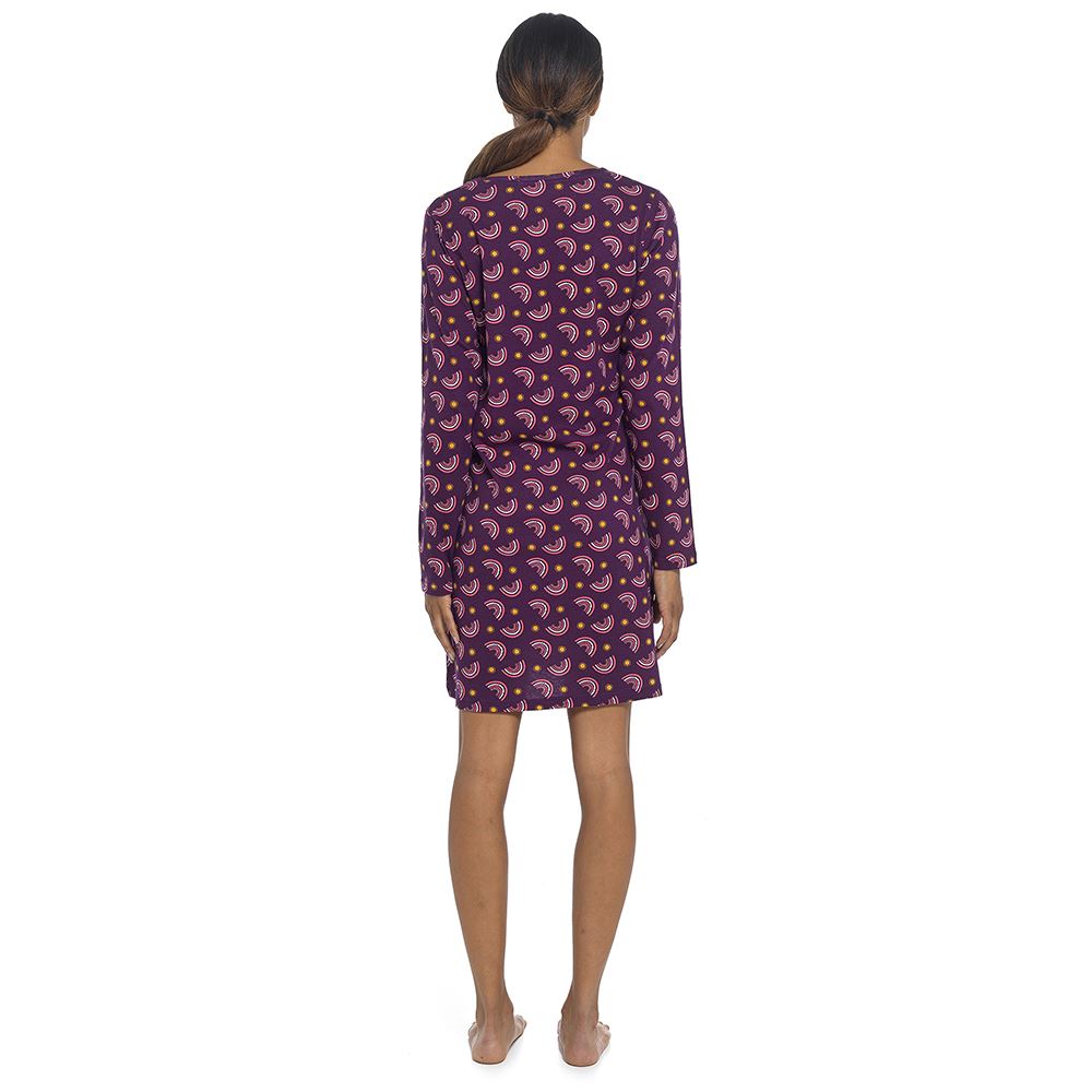Follow That Dream Womens Rainbow Print Long Sleeve Nightdress - Purple Follow That Dream