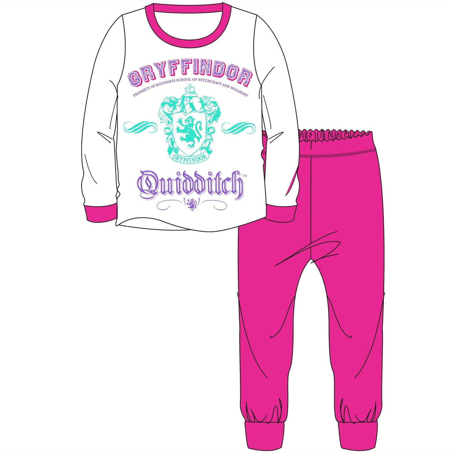 Girls Harry Potter 'Gryffindor' Pyjamas - White/Pink Harry Potter
