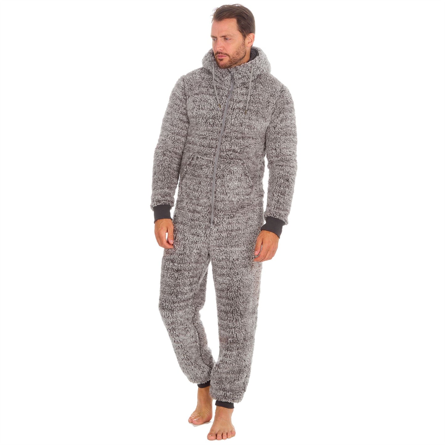 Cargo Bay Mens Frosted Sherpa Fleece Onesie - Grey Cargo Bay