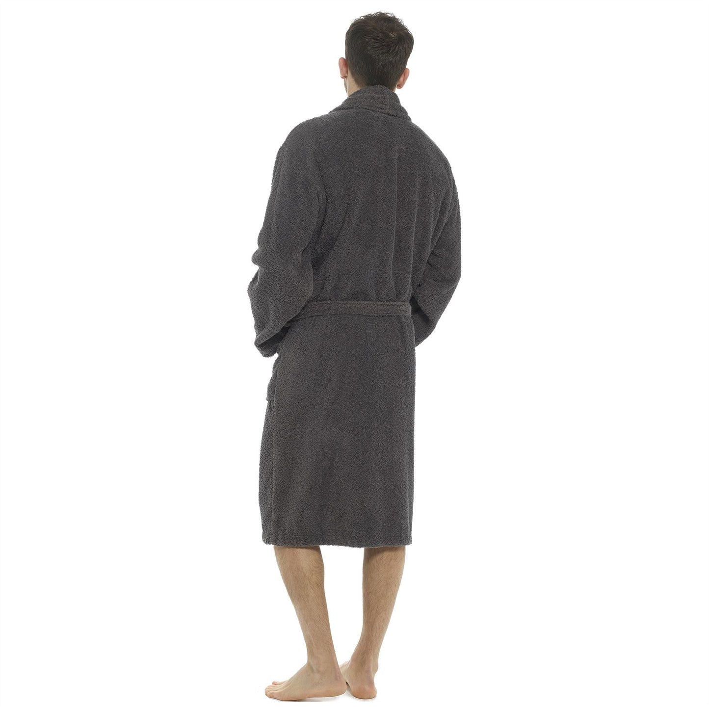 Tom Franks Mens Cotton Towelling Robe - Grey Tom Franks
