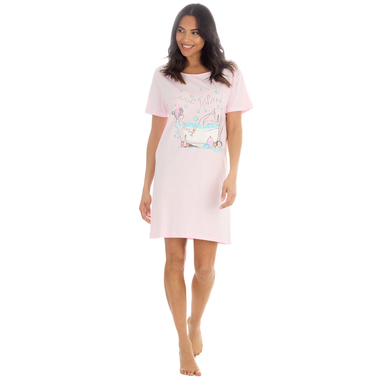 Forever Dreaming '...and Relax' Womens Nightdress - Pink