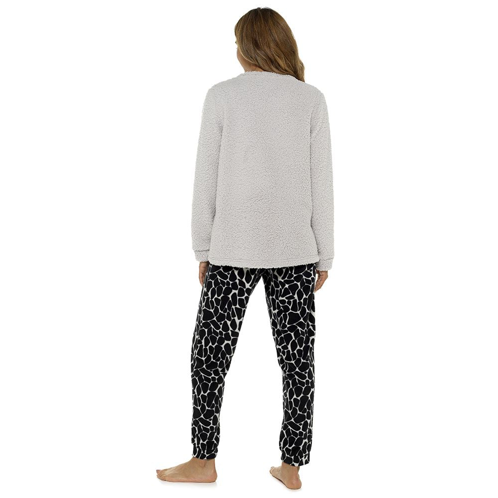 Foxbury Womens Sloth Fleece Pyjamas - Grey/Print