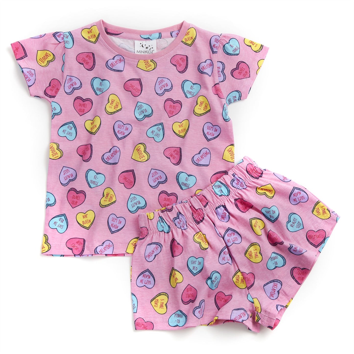Minikidz Kids Love Hearts Pyjamas - Pink
