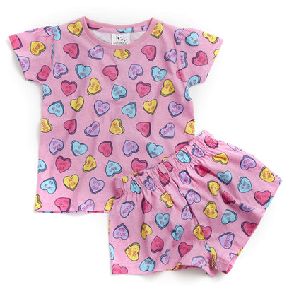 Minikidz Kids Love Hearts Pyjamas - Pink