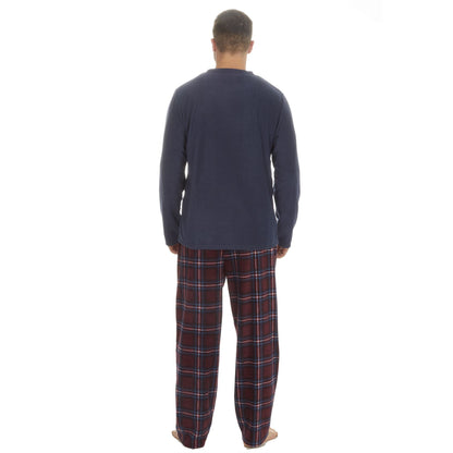 Cargo Bay Mens Fleece Pyjamas - Navy/Check